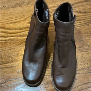 Brown leather ankle boots